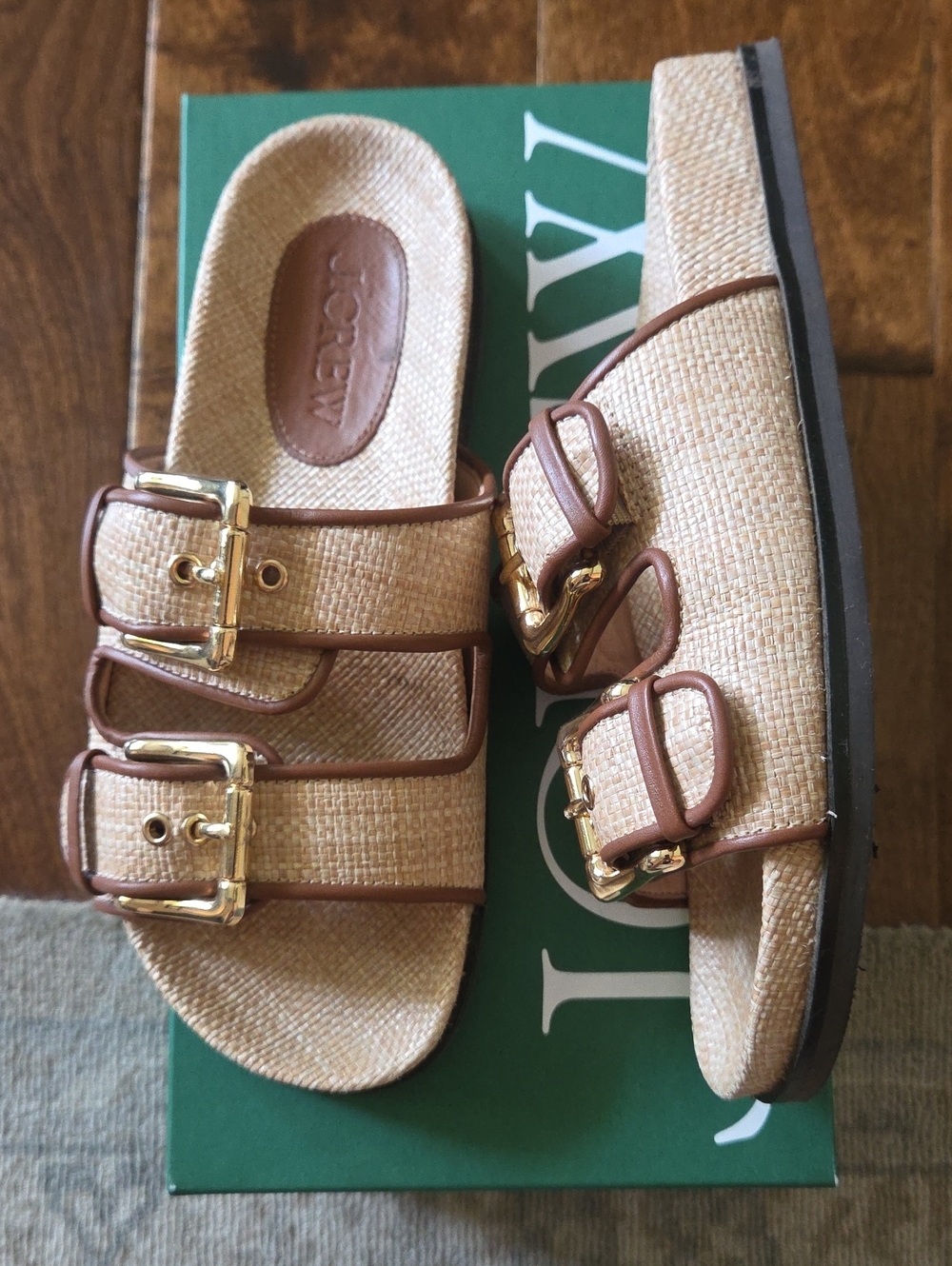 J. Crew Raffia Slides